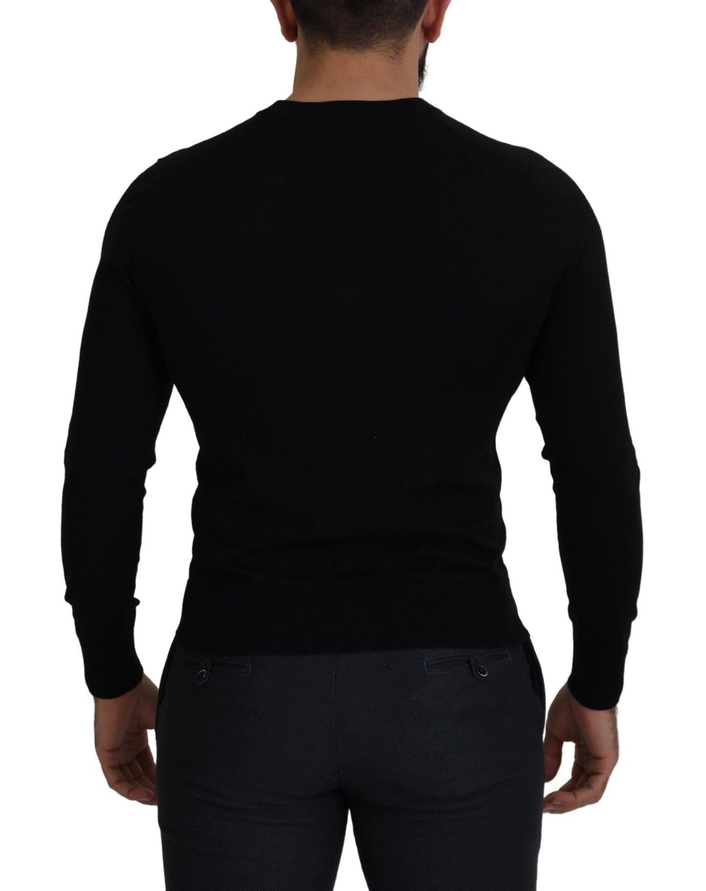 Dolce & Gabbana Black Wool Button Down Cardigan Men's Sweater