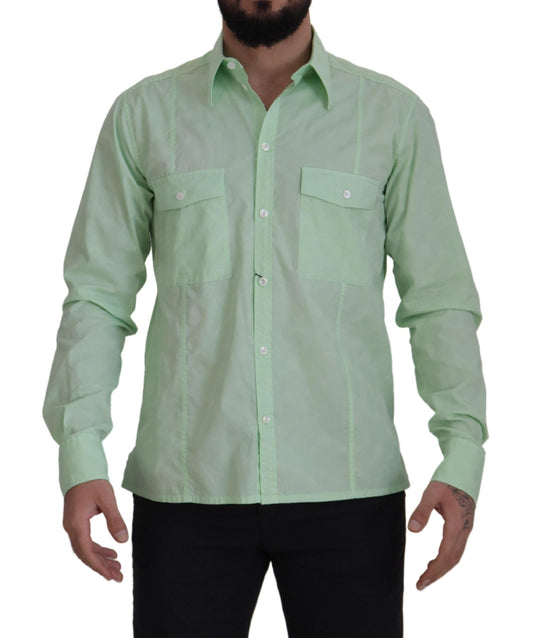 Dolce & Gabbana Mint Green Long Sleeves Button Down Men's Shirt