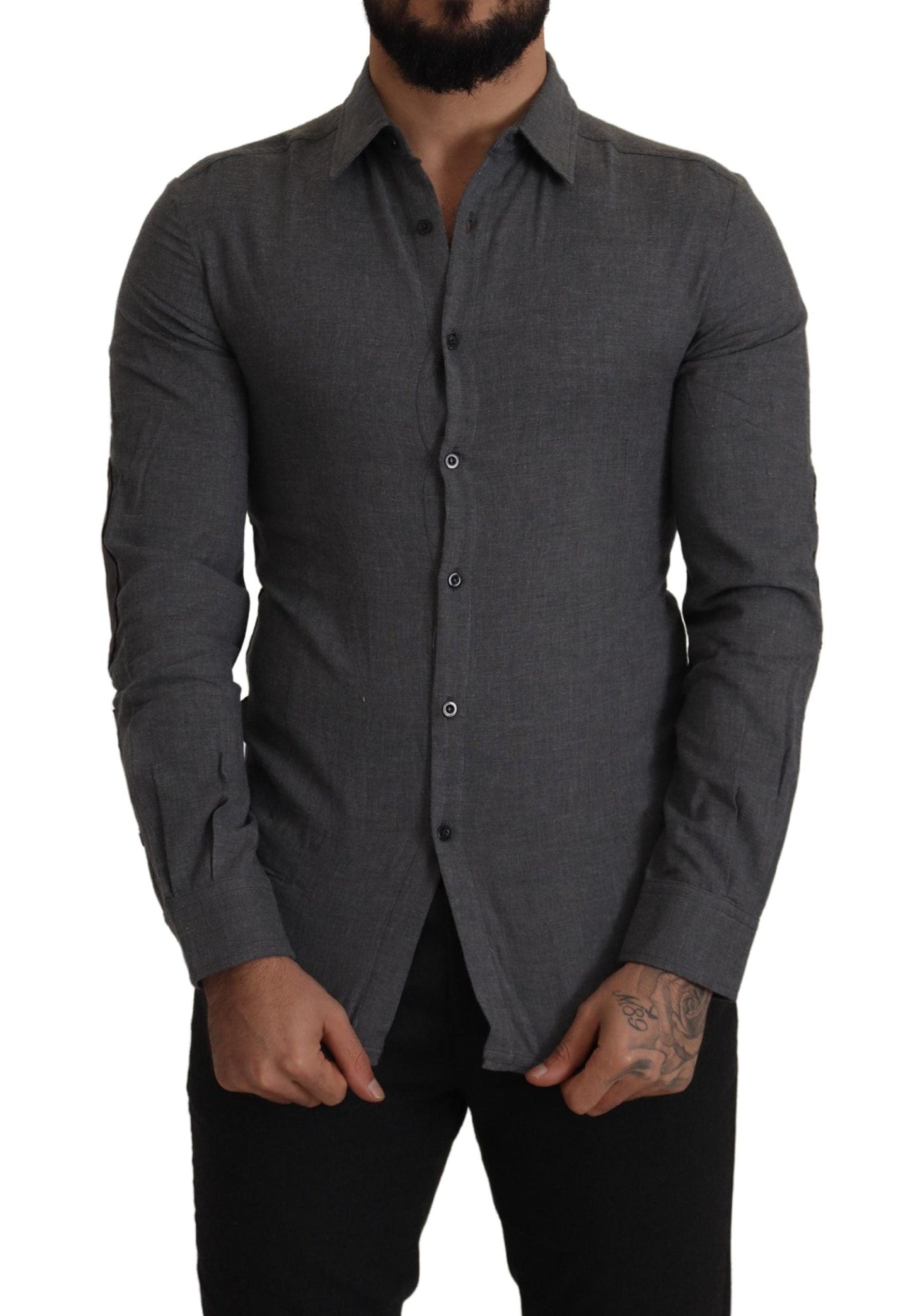 Costume National Dark Gray Cotton Casual Mens Men's Shirt