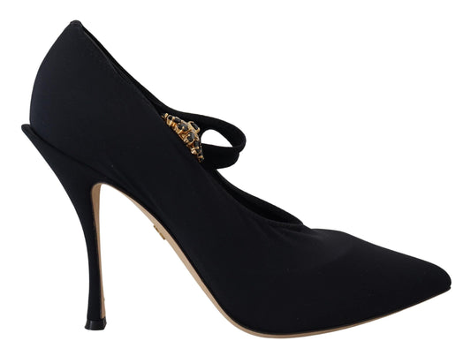Dolce & Gabbana Black Socks Stretch Crystal Pumps Women's Shoes