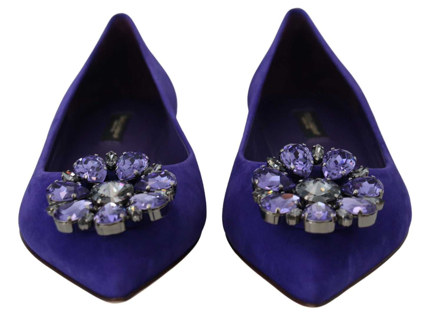 Dolce & Gabbana Purple Suede Crystals Loafers Flats Women's Shoes