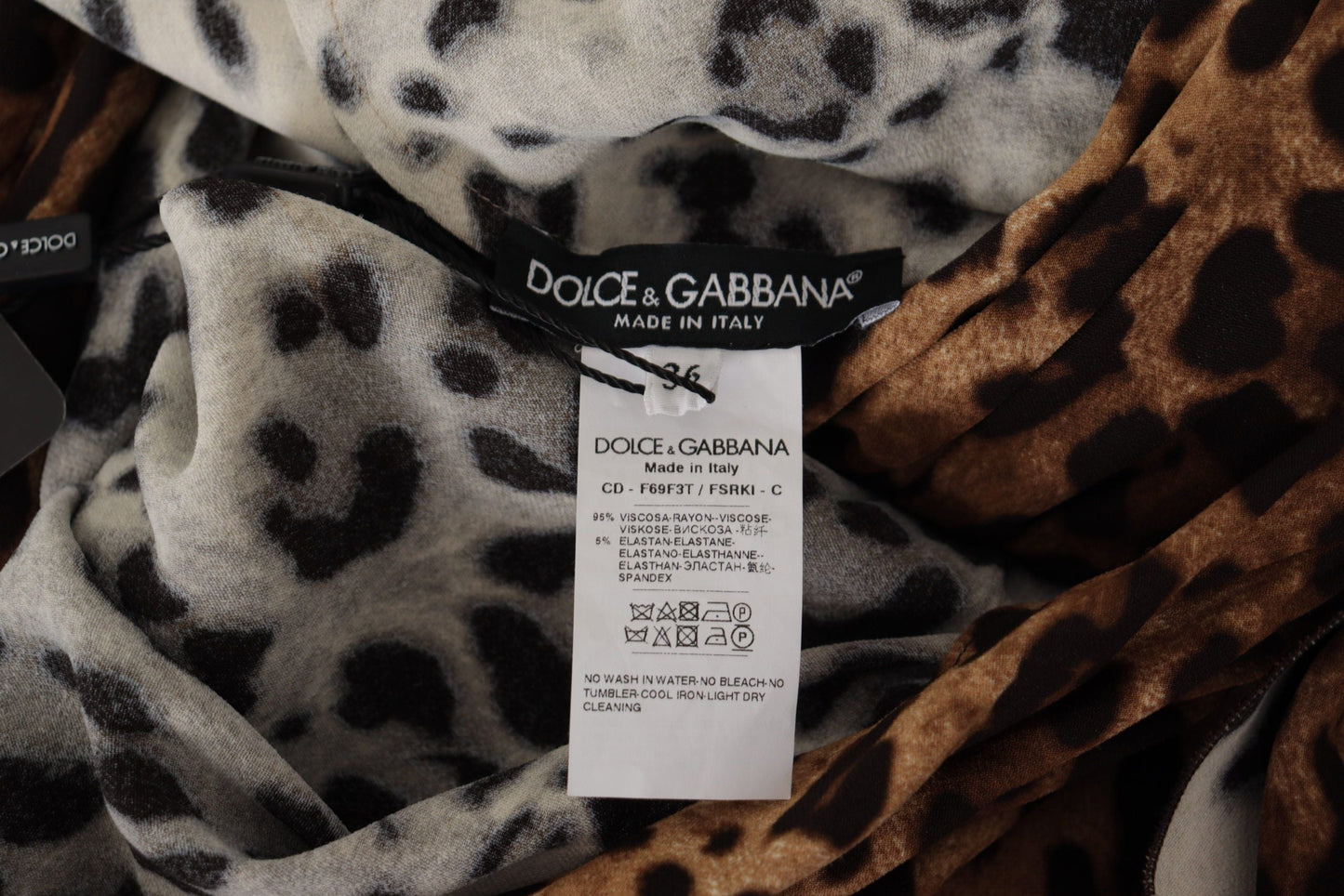 Dolce & Gabbana Brown Leopard Wrap A-line Maxi Viscose Women's Dress