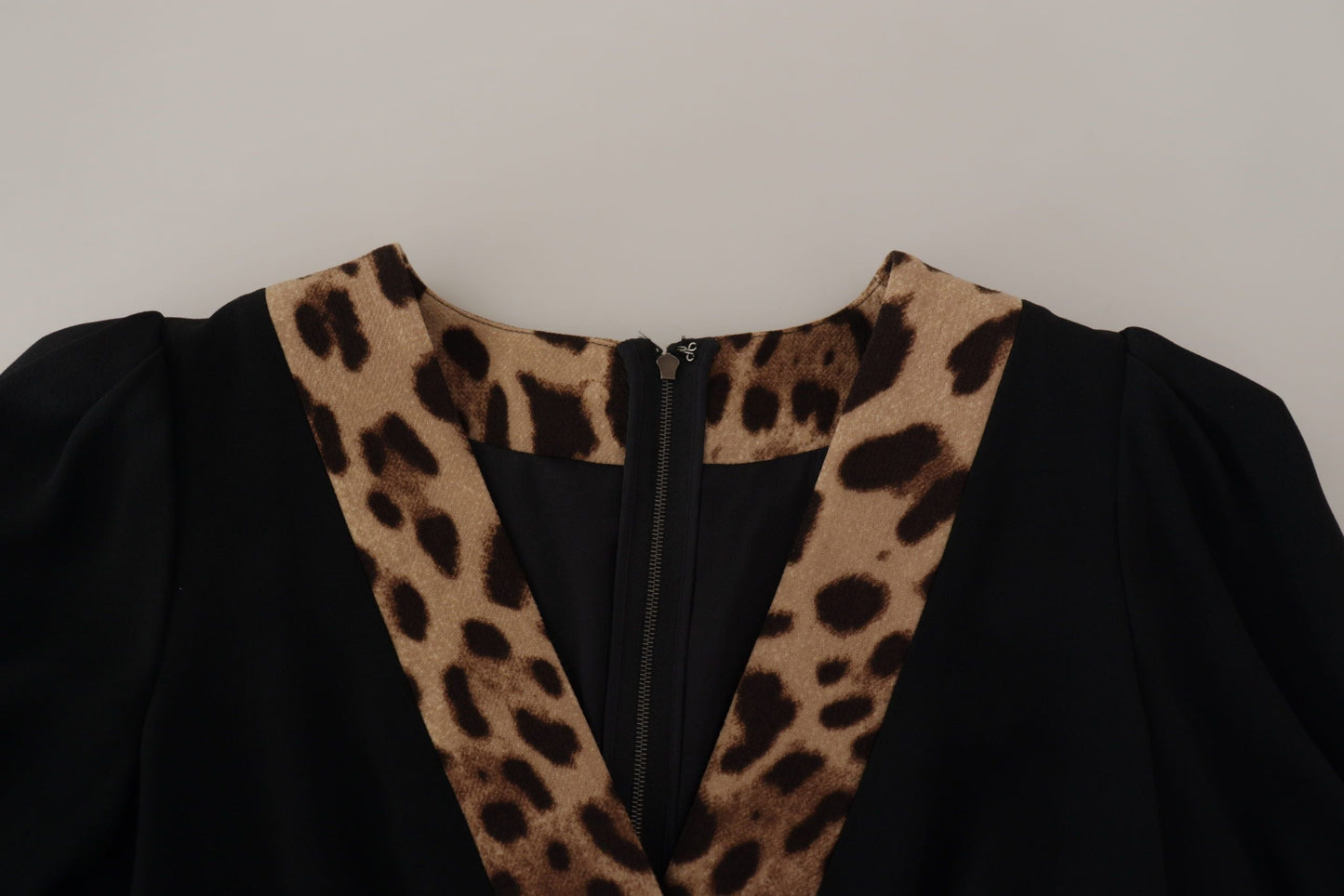 Dolce & Gabbana Black Leopard A-line Knee Length Women's Dress