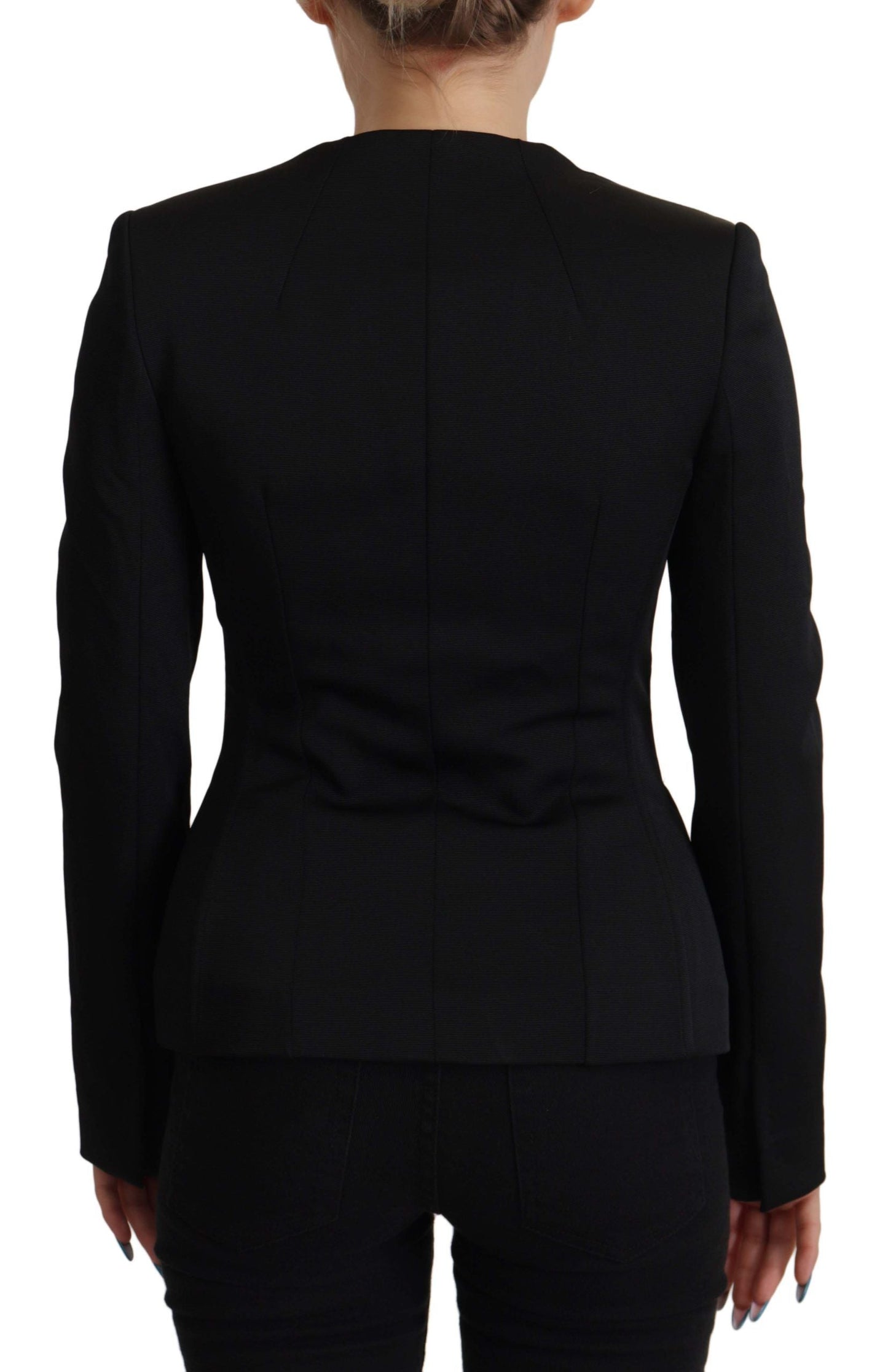Dolce & Gabbana Black Slim Fit Long Sleeves Snap Women's Jacket