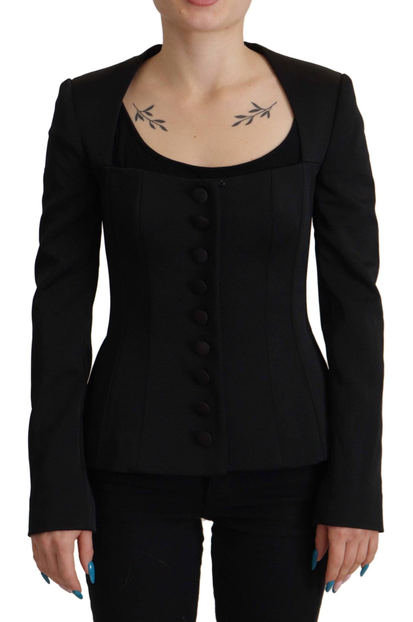 Dolce & Gabbana Black Slim Fit Long Sleeves Snap Women's Jacket