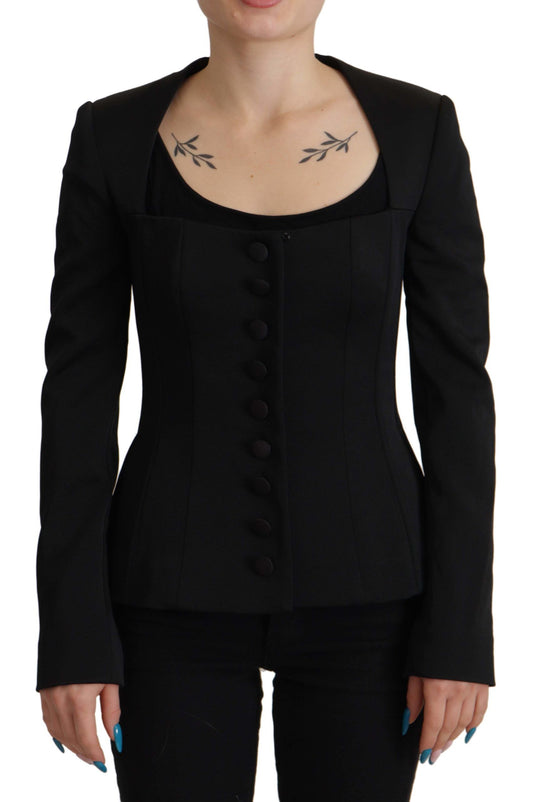 Dolce & Gabbana Black Slim Fit Long Sleeves Snap Women's Jacket