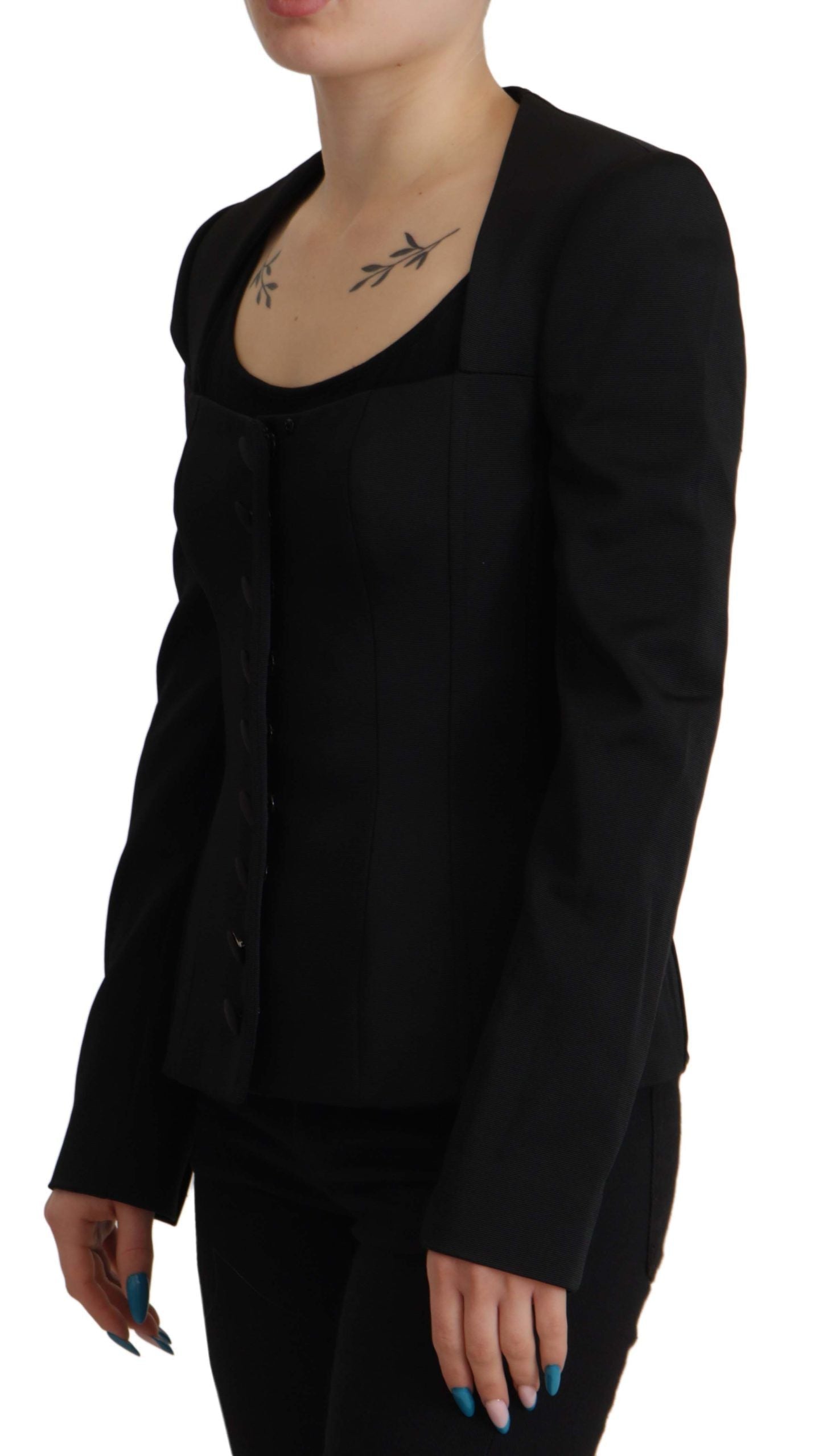Dolce & Gabbana Black Slim Fit Long Sleeves Snap Women's Jacket