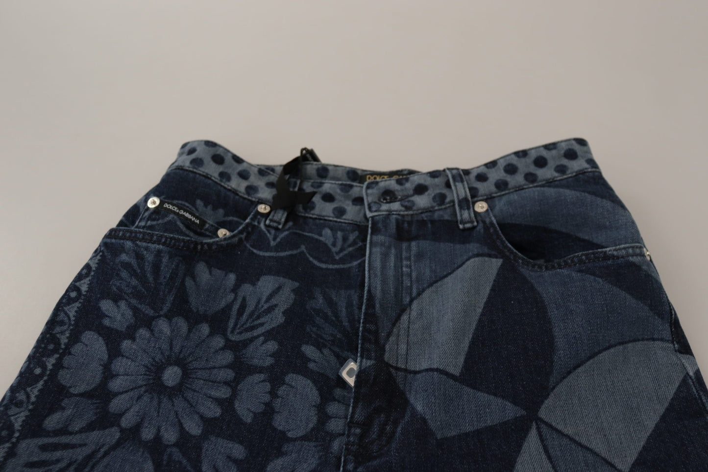 Dolce & Gabbana Blue Floral High Waist Skinny Denim Women's Jeans