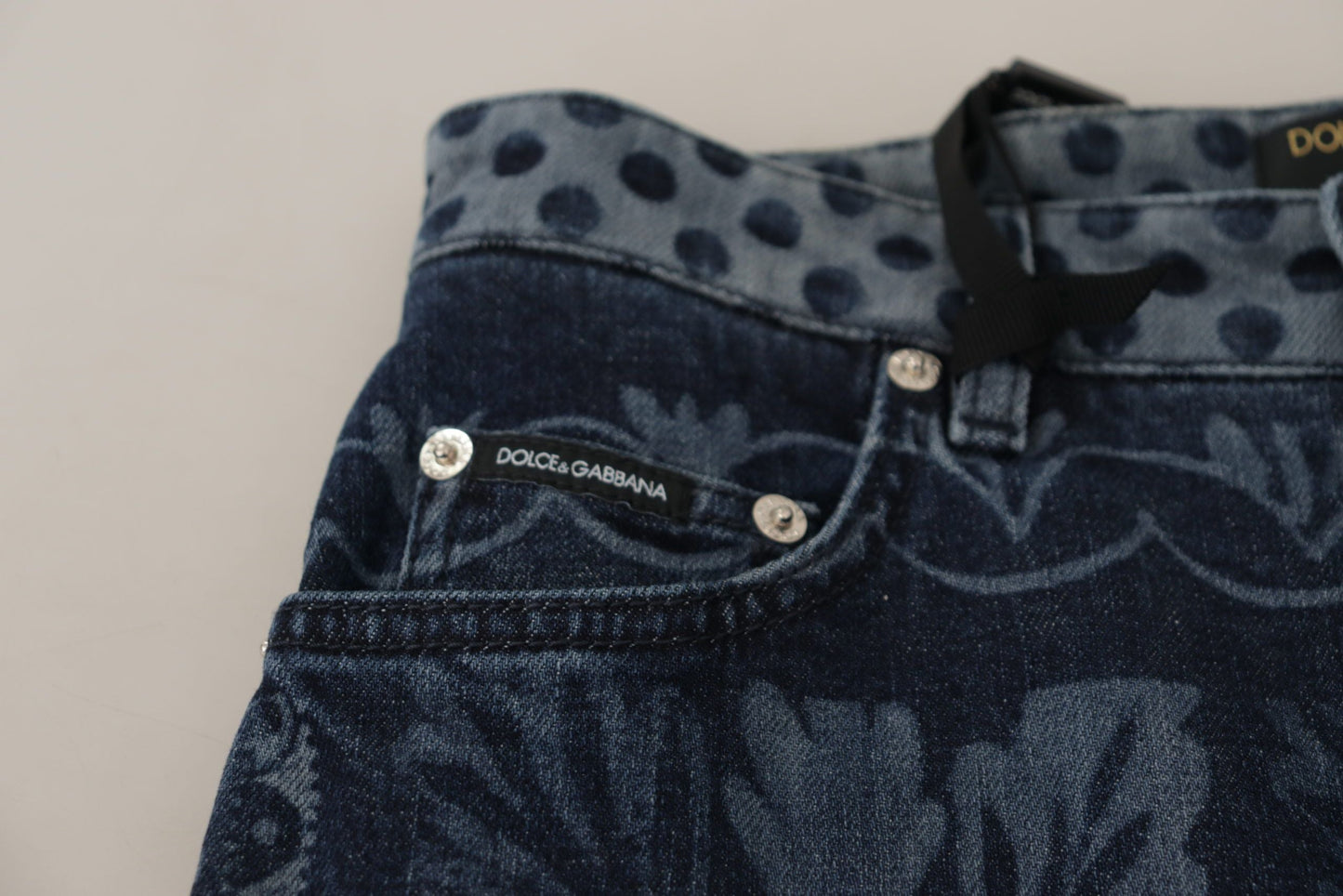 Dolce & Gabbana Blue Floral High Waist Skinny Denim Women's Jeans