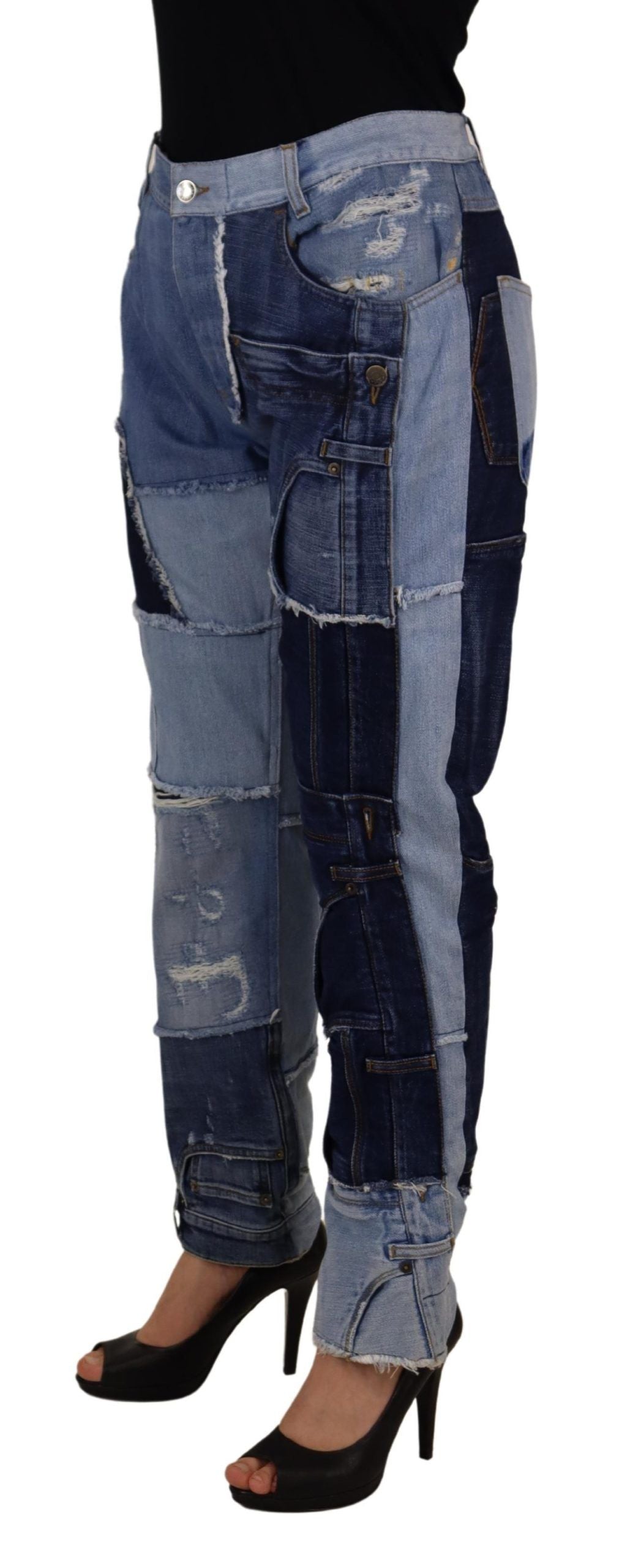 Dolce & Gabbana Multicolor Patchwork High Waist Denim Women's Jeans