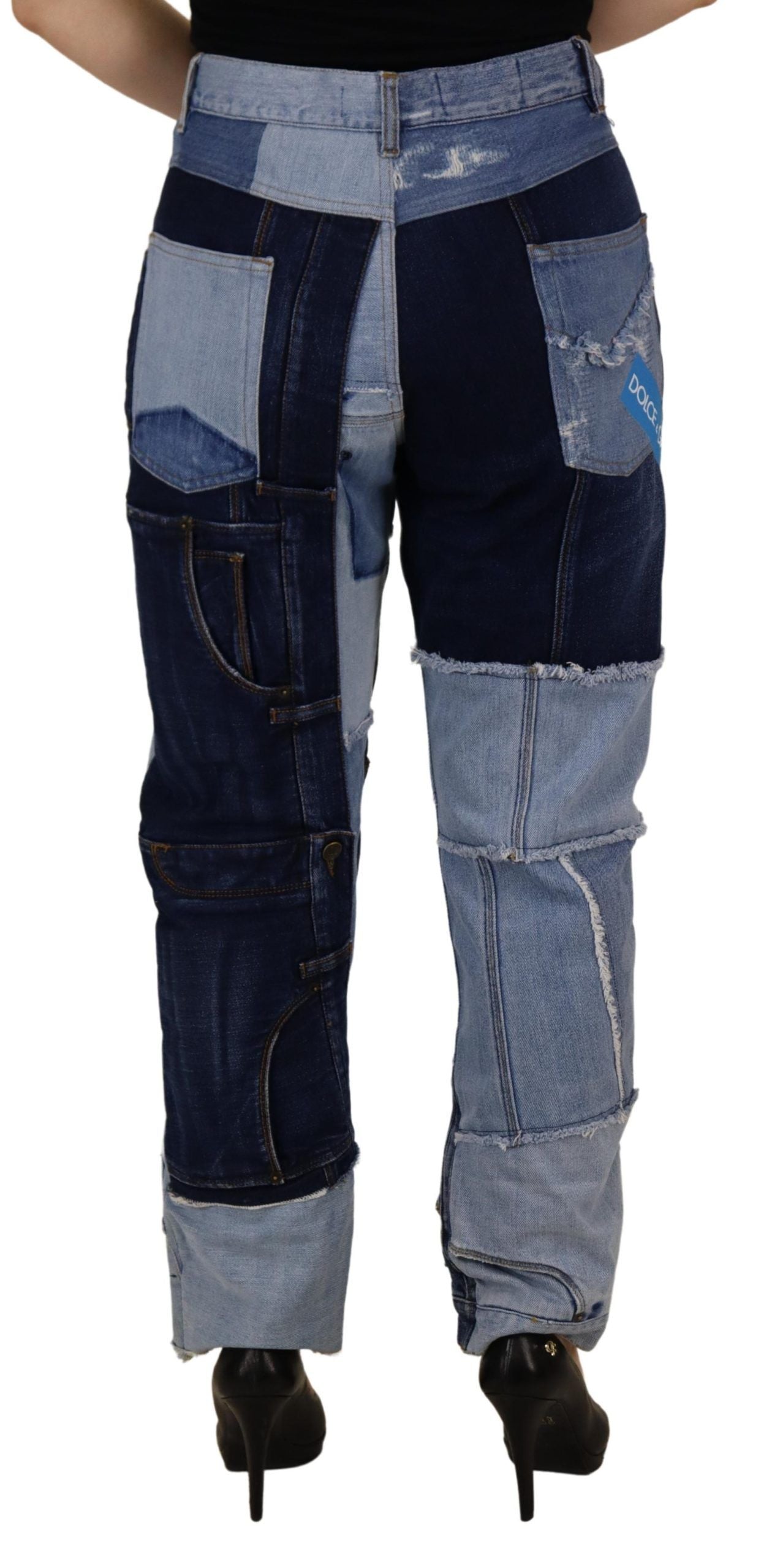 Dolce & Gabbana Multicolor Patchwork High Waist Denim Women's Jeans