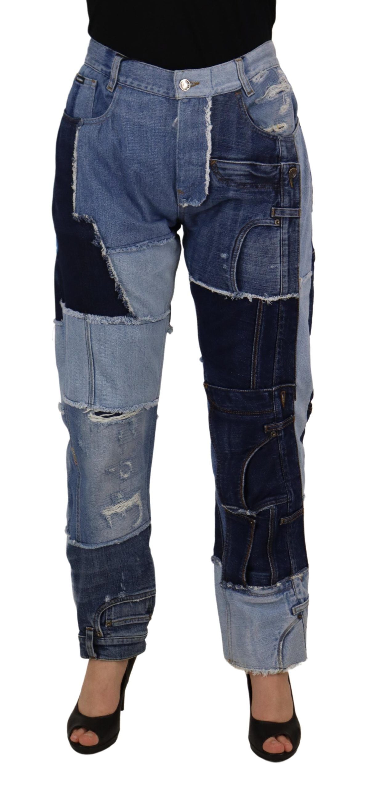 Dolce & Gabbana Multicolor Patchwork High Waist Denim Women's Jeans
