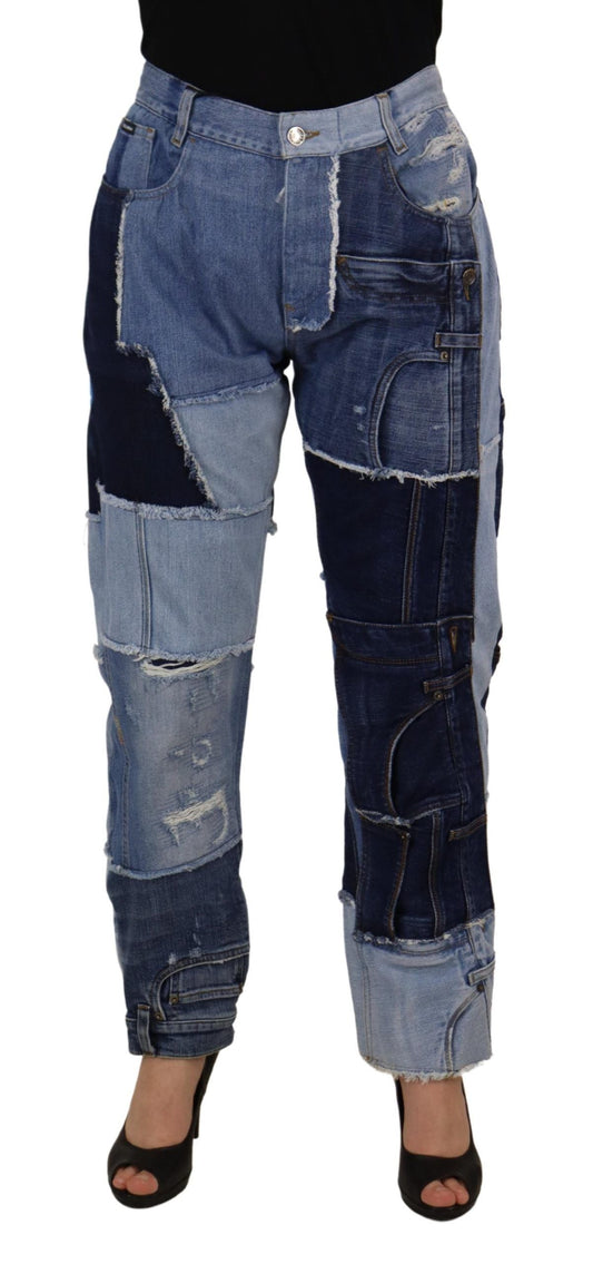 Dolce & Gabbana Multicolor Patchwork High Waist Denim Women's Jeans