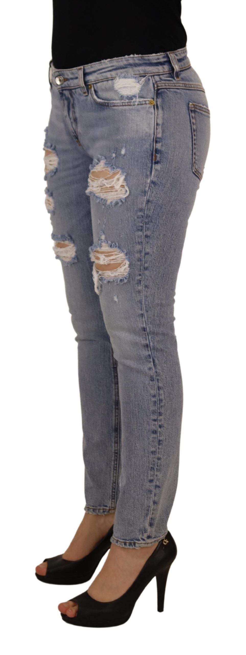 Dolce & Gabbana Blue Cotton Stretch Skinny Low Waist Denim Women's Jeans