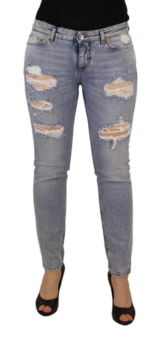 Dolce & Gabbana Blue Cotton Stretch Skinny Low Waist Denim Women's Jeans