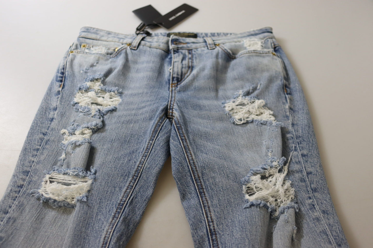 Dolce & Gabbana Blue Cotton Stretch Skinny Low Waist Denim Women's Jeans
