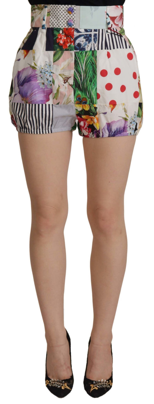 Dolce & Gabbana Multicolor Patchwork High Waist Cotton Women's Shorts