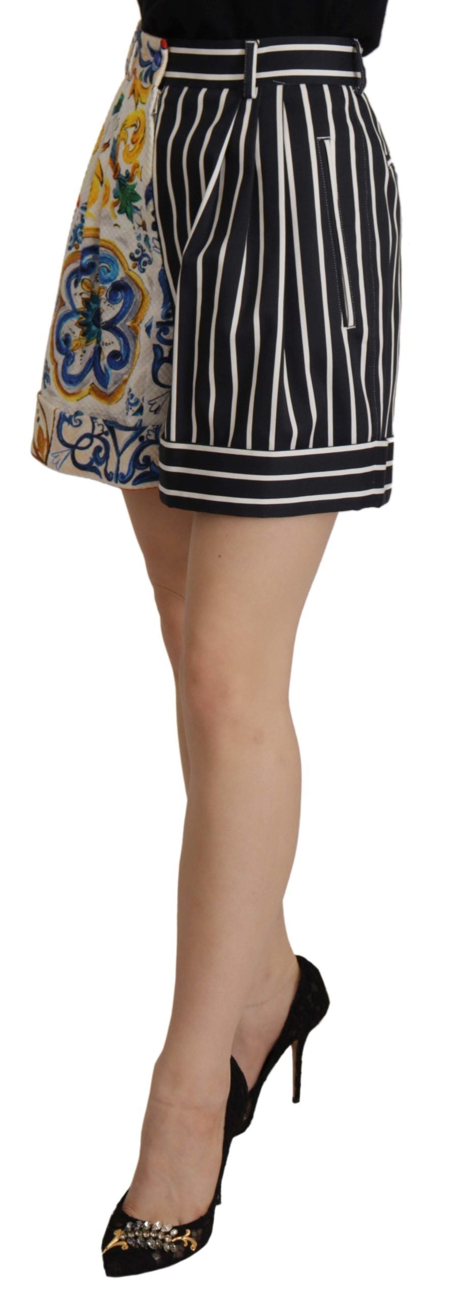 Dolce & Gabbana Multicolor Stripes Majolica Bermuda Women's Shorts