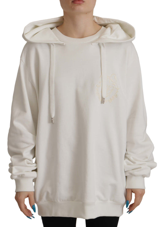 Dolce & Gabbana White Hoodie Pullover Embroidered Women's Sweater
