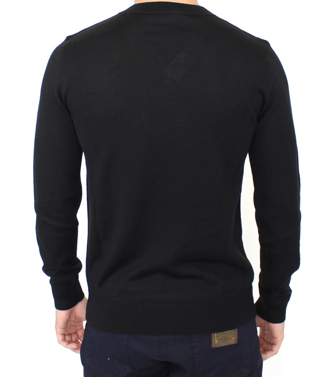 Ermanno Scervino Black Wool Blend V-neck Pullover Men's Sweater