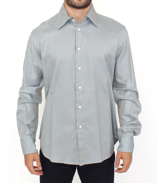 Ermanno Scervino Gray Cotton Long Sleeve Casual Shirt Men's Top