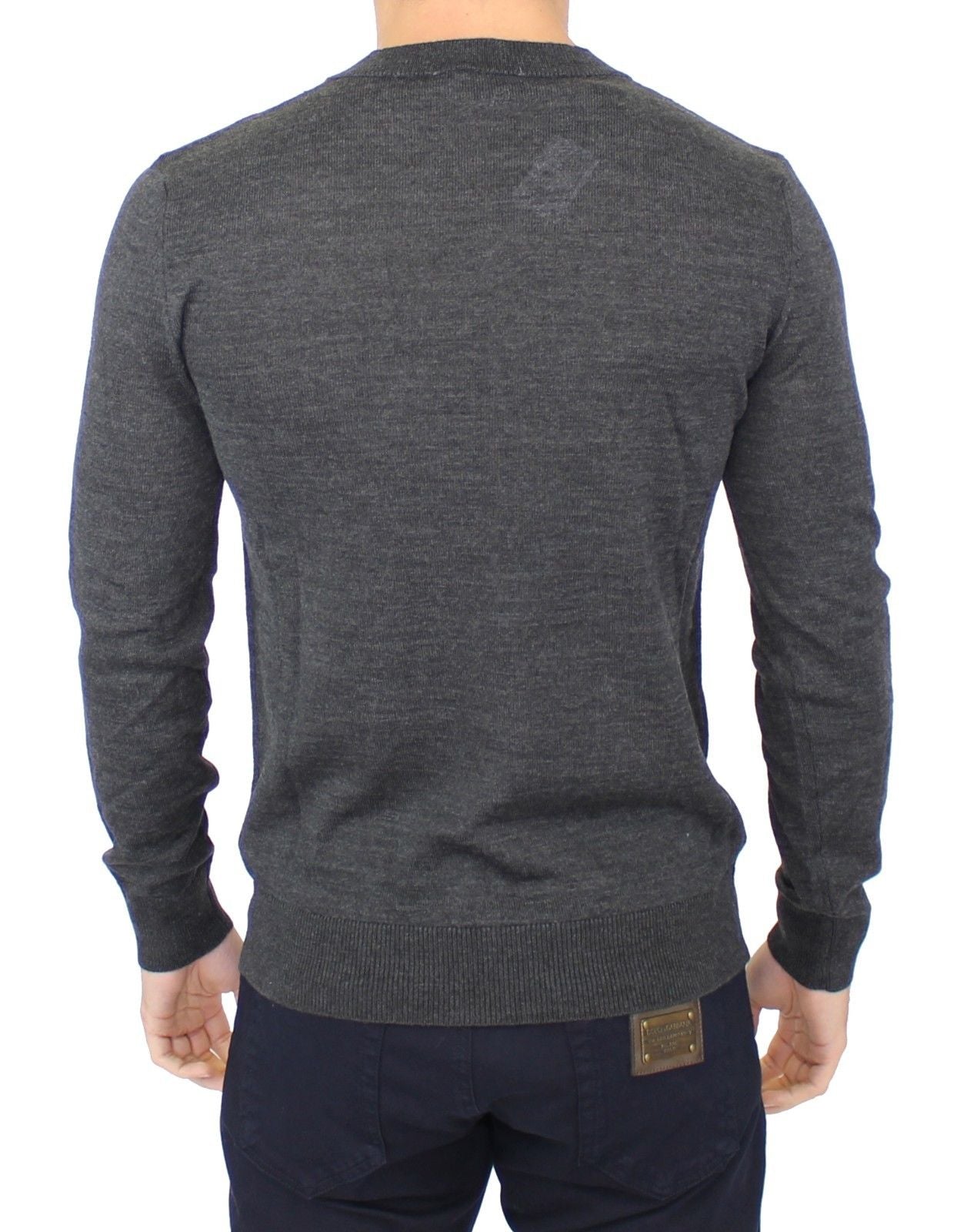 Ermanno Scervino Gray Wool Blend V-neck Pullover Men's Sweater