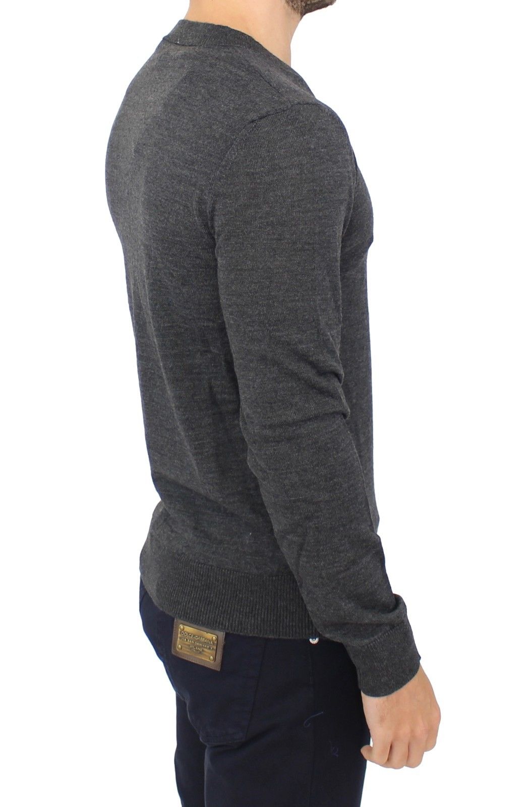 Ermanno Scervino Gray Wool Blend V-neck Pullover Men's Sweater