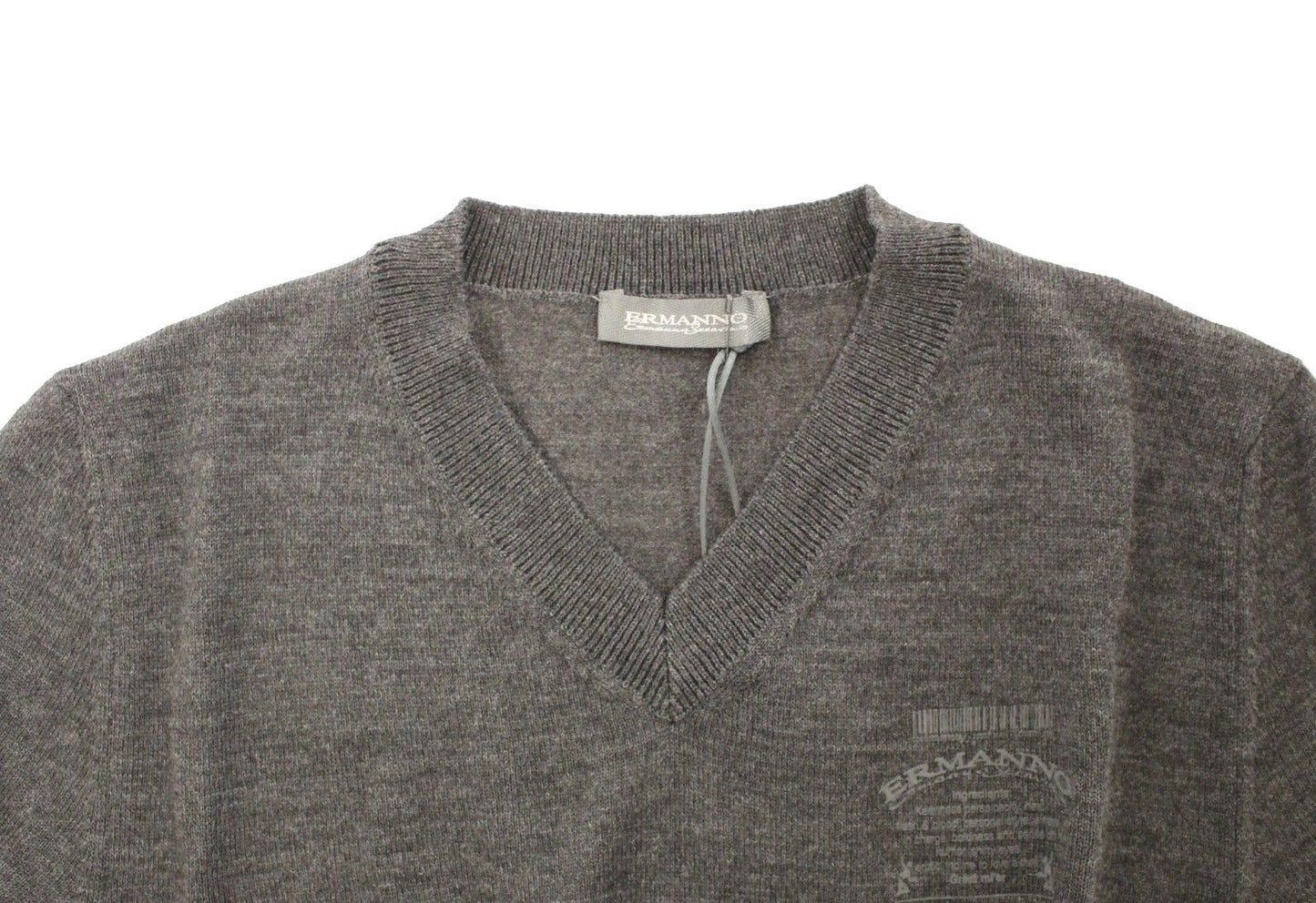 Ermanno Scervino Gray Wool Blend V-neck Pullover Men's Sweater