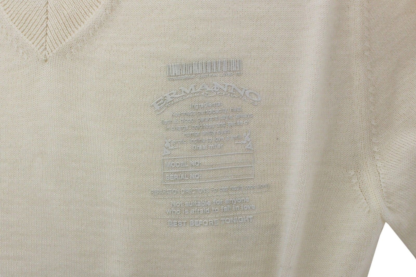 Ermanno Scervino Off White Wool Blend V-neck Pullover Men's Sweater