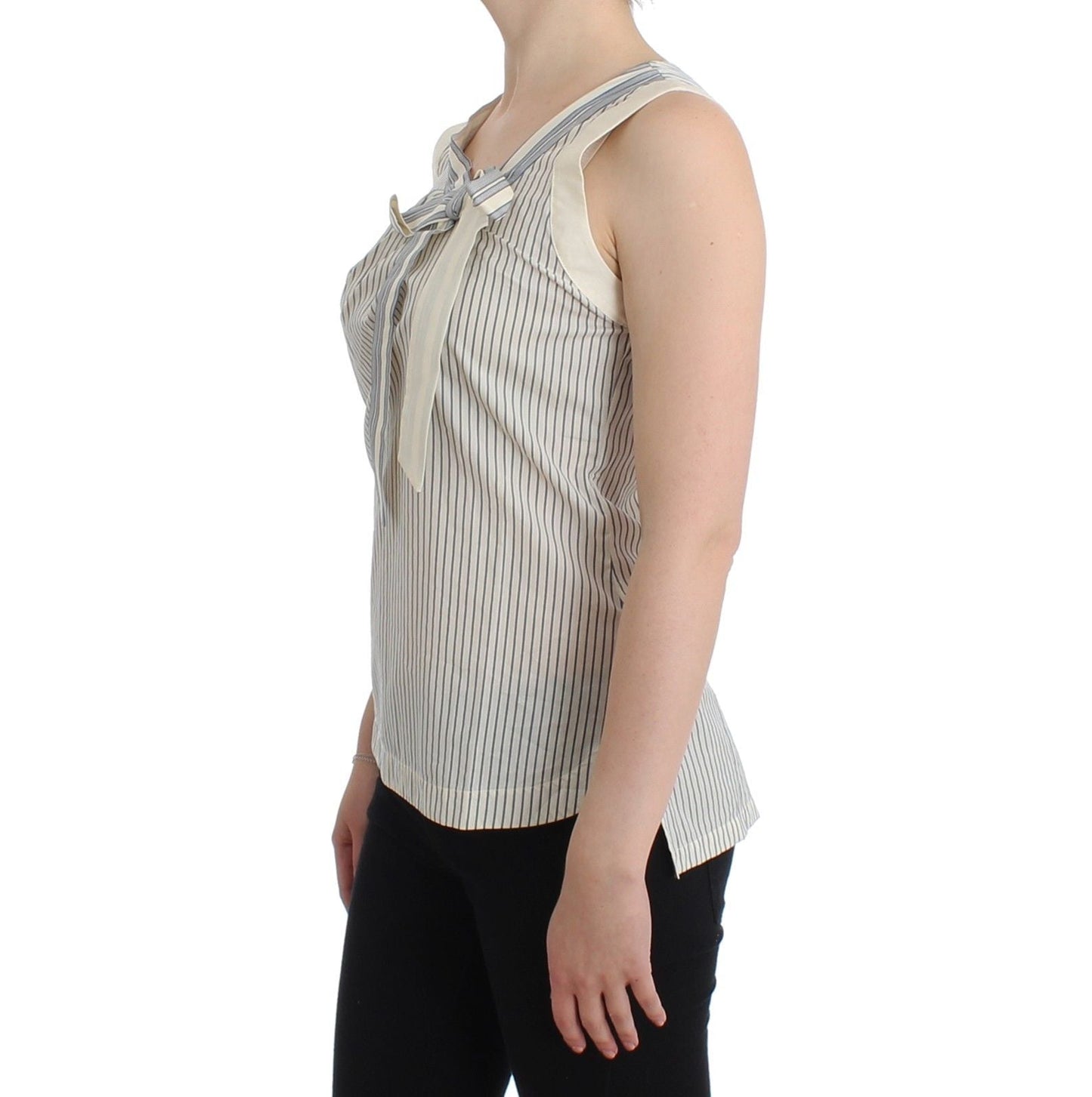 Ermanno Scervino Beachwear Striped Top Blouse Shirt Bow Women's Tank