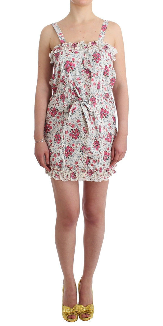 Ermanno Scervino Beachwear Pink Floral Beach Mini Dress Women's Short