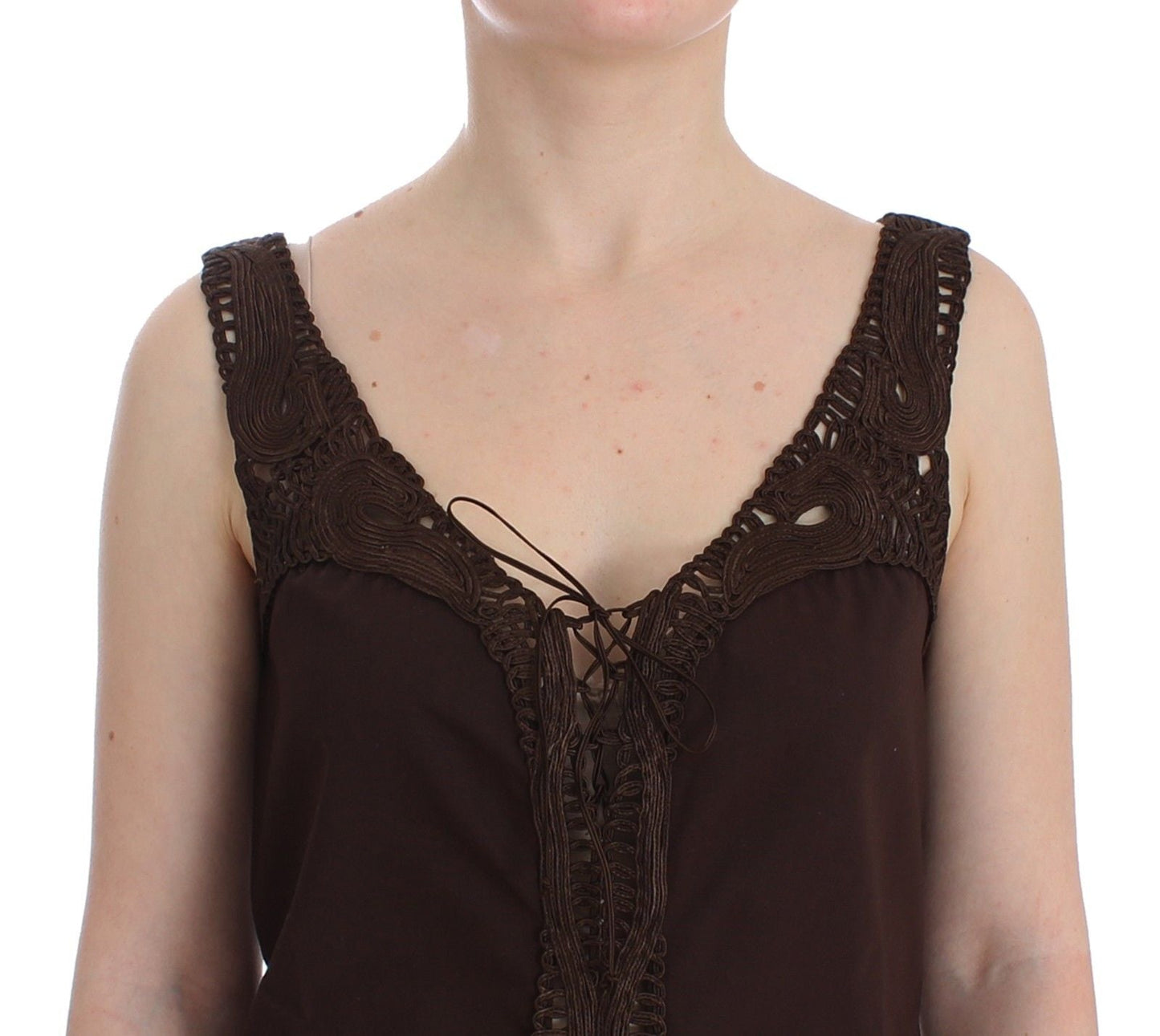 Ermanno Scervino Beachwear Brown Cotton Stretch Tunic Women's Dress