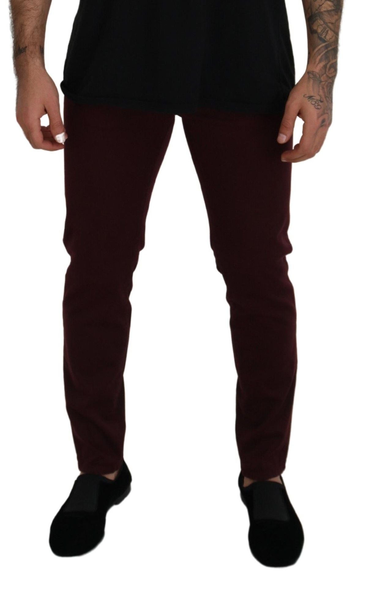 Dolce & Gabbana Bordeaux Cotton Stretch GOLD Denim Men's Jeans