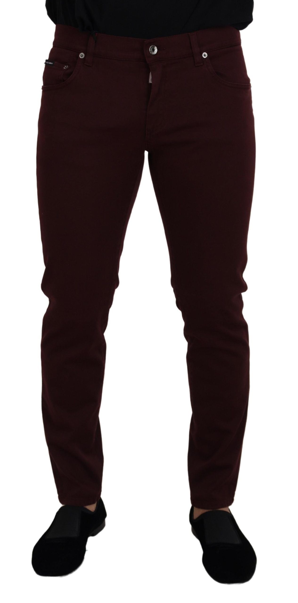 Dolce & Gabbana Bordeaux Cotton Stretch GOLD Denim Men's Jeans