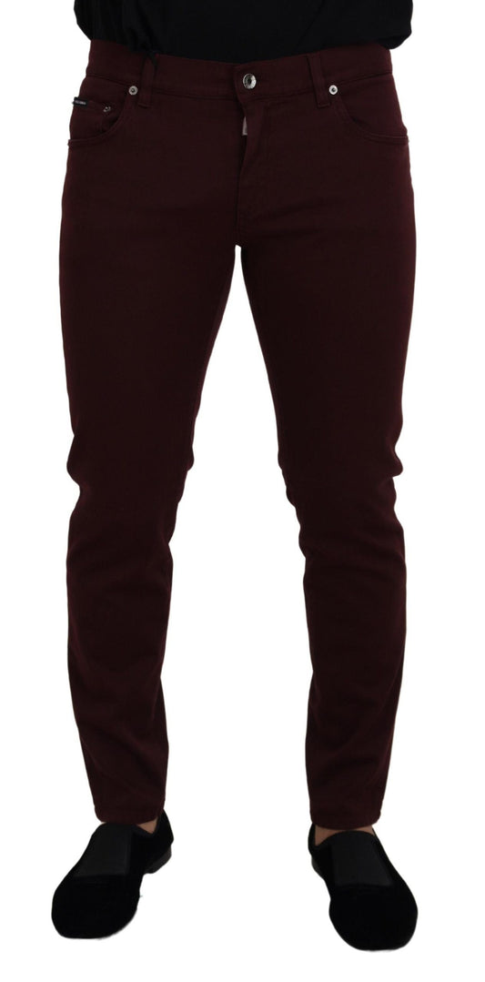 Dolce & Gabbana Bordeaux Cotton Stretch GOLD Denim Men's Jeans