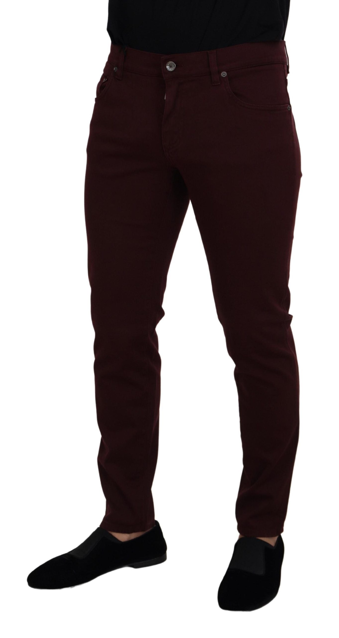 Dolce & Gabbana Bordeaux Cotton Stretch GOLD Denim Men's Jeans
