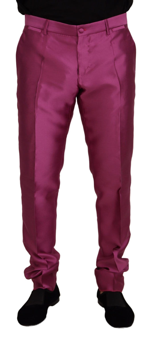 Dolce & Gabbana Pink Silk Slim Trousers Dress Formal Men's Pants