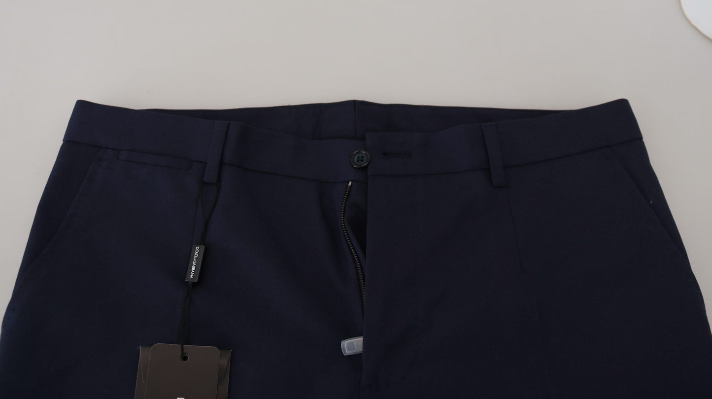 Dolce & Gabbana Blue Linen Cotton Slim Trousers Chinos Men's Pants