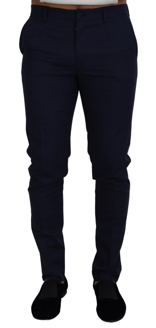 Dolce & Gabbana Blue Linen Cotton Slim Trousers Chinos Men's Pants