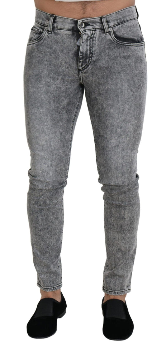 Dolce & Gabbana Gray Slim Fit Wash Stretch Cotton Denim Men's Jeans