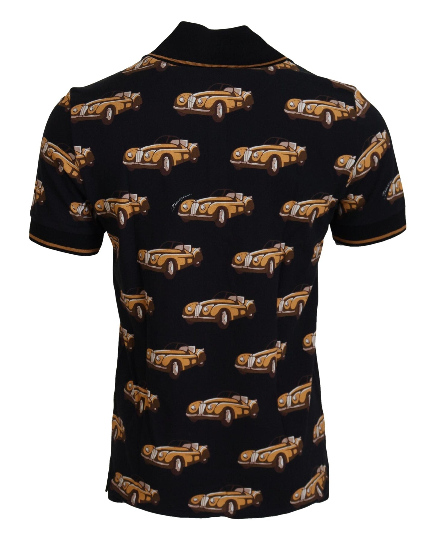 Dolce & Gabbana Black Car Print Short Sleeve Polo Men's T-shirt