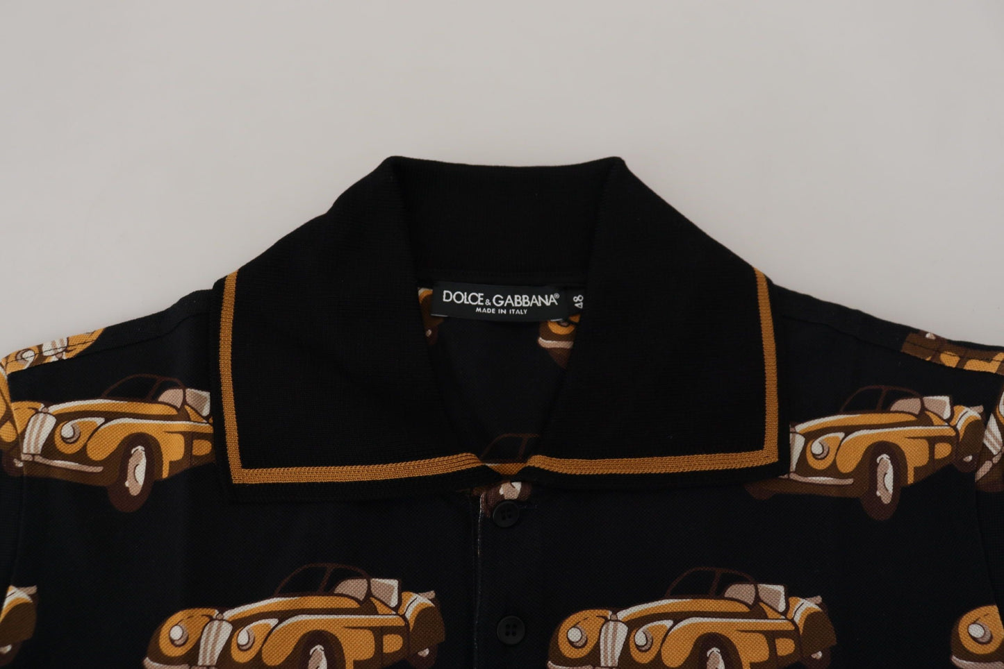 Dolce & Gabbana Black Car Print Short Sleeve Polo Men's T-shirt