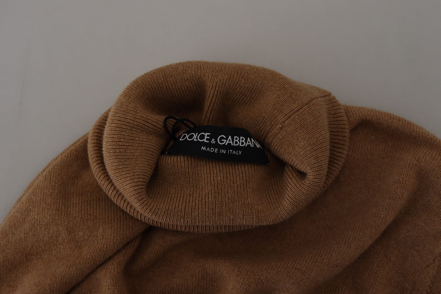 Dolce & Gabbana Beige Cashmere Turtleneck Pullover Men's Sweater
