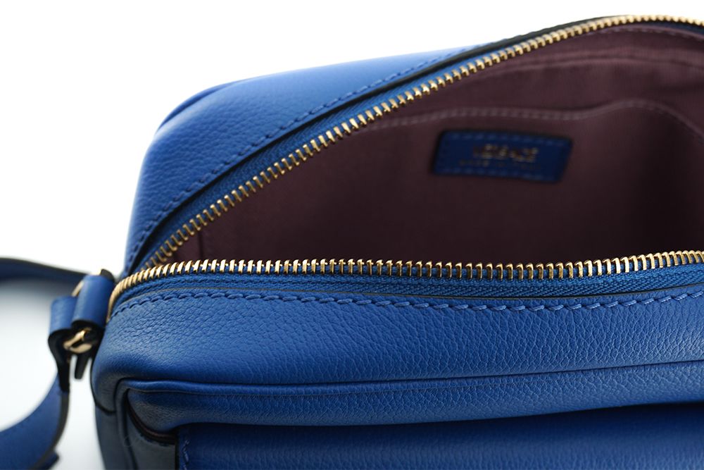 Versace Blue Calf Leather Camera Shoulder Women's Bag