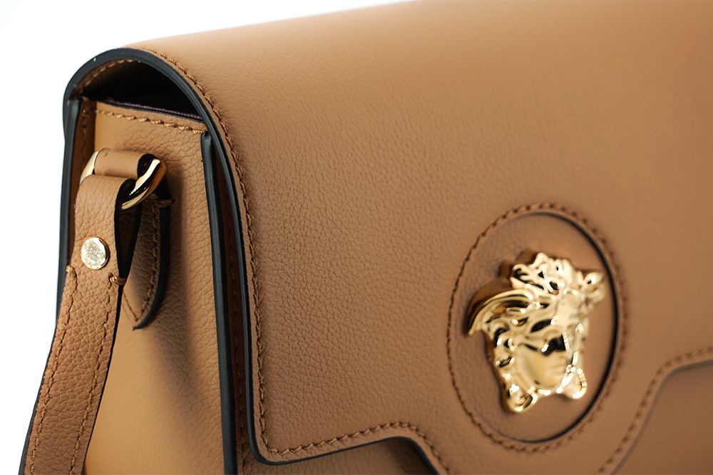 Versace Brown Calf Leather Shoulder Women's Bag