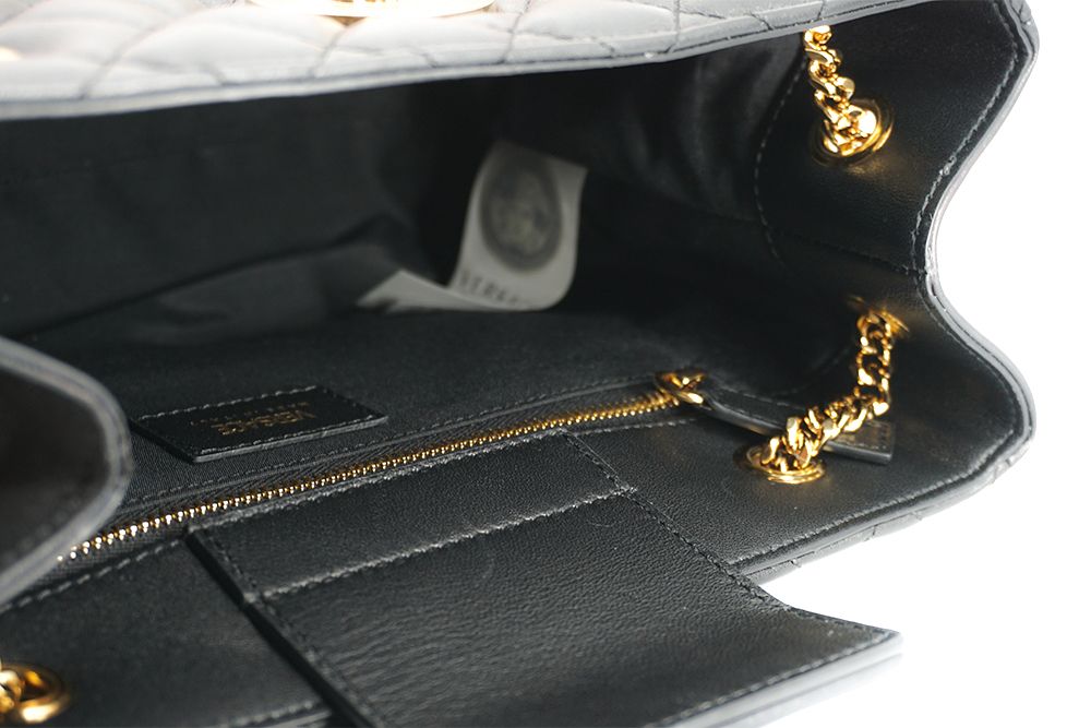 Versace Black Quilted Nappa Leather Medusa Tote Women's Handbag
