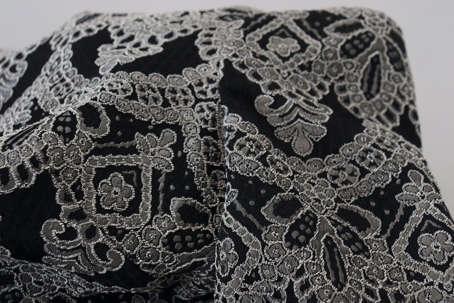 Dolce & Gabbana Black Gray Jacquard Sheath Bodycon Women's Dress