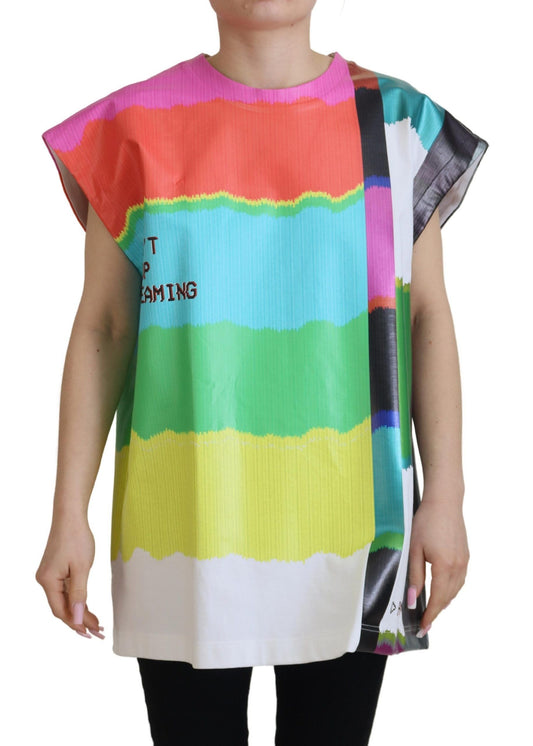 Dolce & Gabbana Multicolor TV Print Blouse Cotton  Women's T-shirt