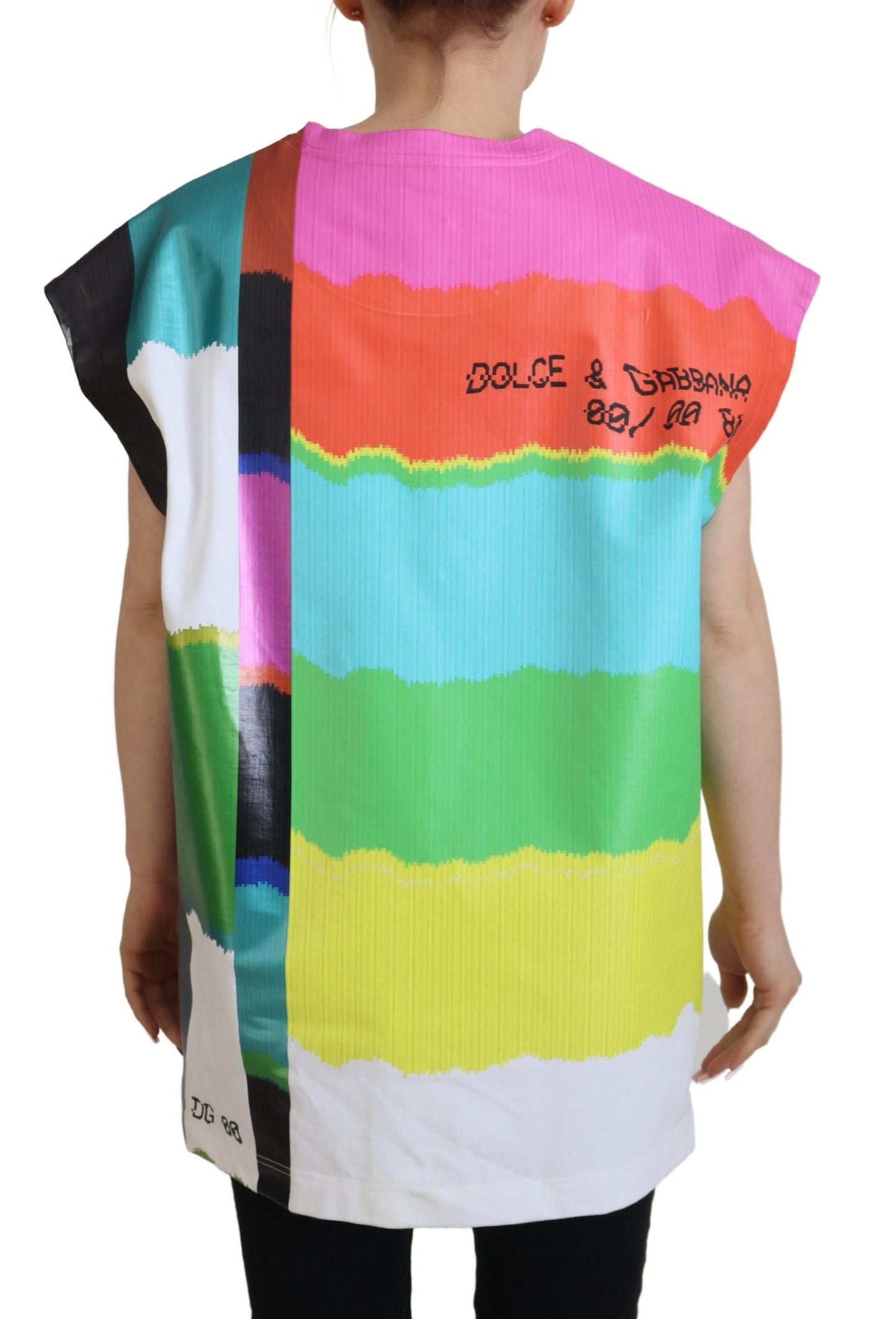 Dolce & Gabbana Multicolor TV Print Blouse Cotton  Women's T-shirt