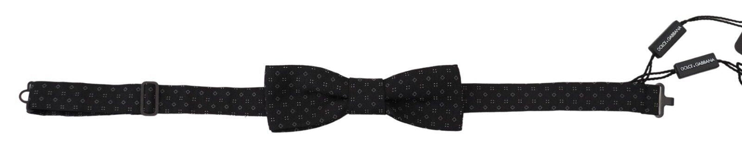 Dolce & Gabbana Black Pattern Silk Adjustable Neck Papillon Bow Men's Tie